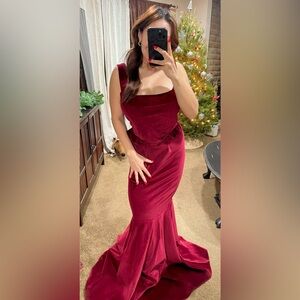 STAUD | NWT! Corset Lorelai Velvet Maxi Dress Gown In Burgundy Wine Size: Small